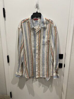 Tommy Bahama Striped Linen Button Front Shirt - Size XL - Retail $140